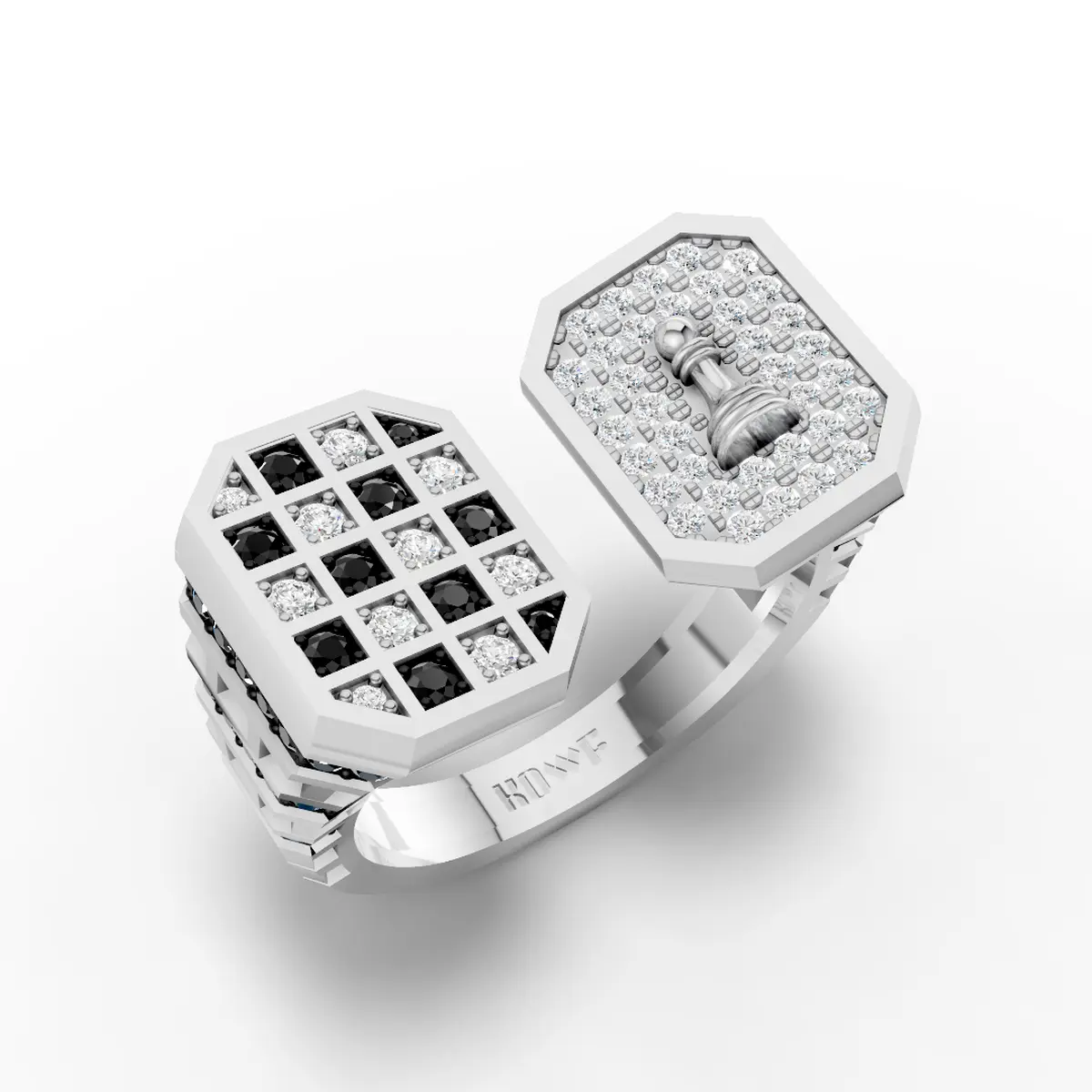 Dual Face Chess Moissanite Diamond Ring